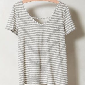 Pure + Good Openback V-neck Shirt in Orange Stripe
